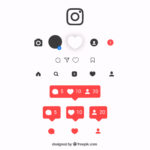 Illustratie van Instagram-notificatie- en sociale media-iconen in flat design